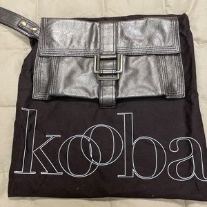 Kooba Hannah Metallic Pewter Leather Wristlet
